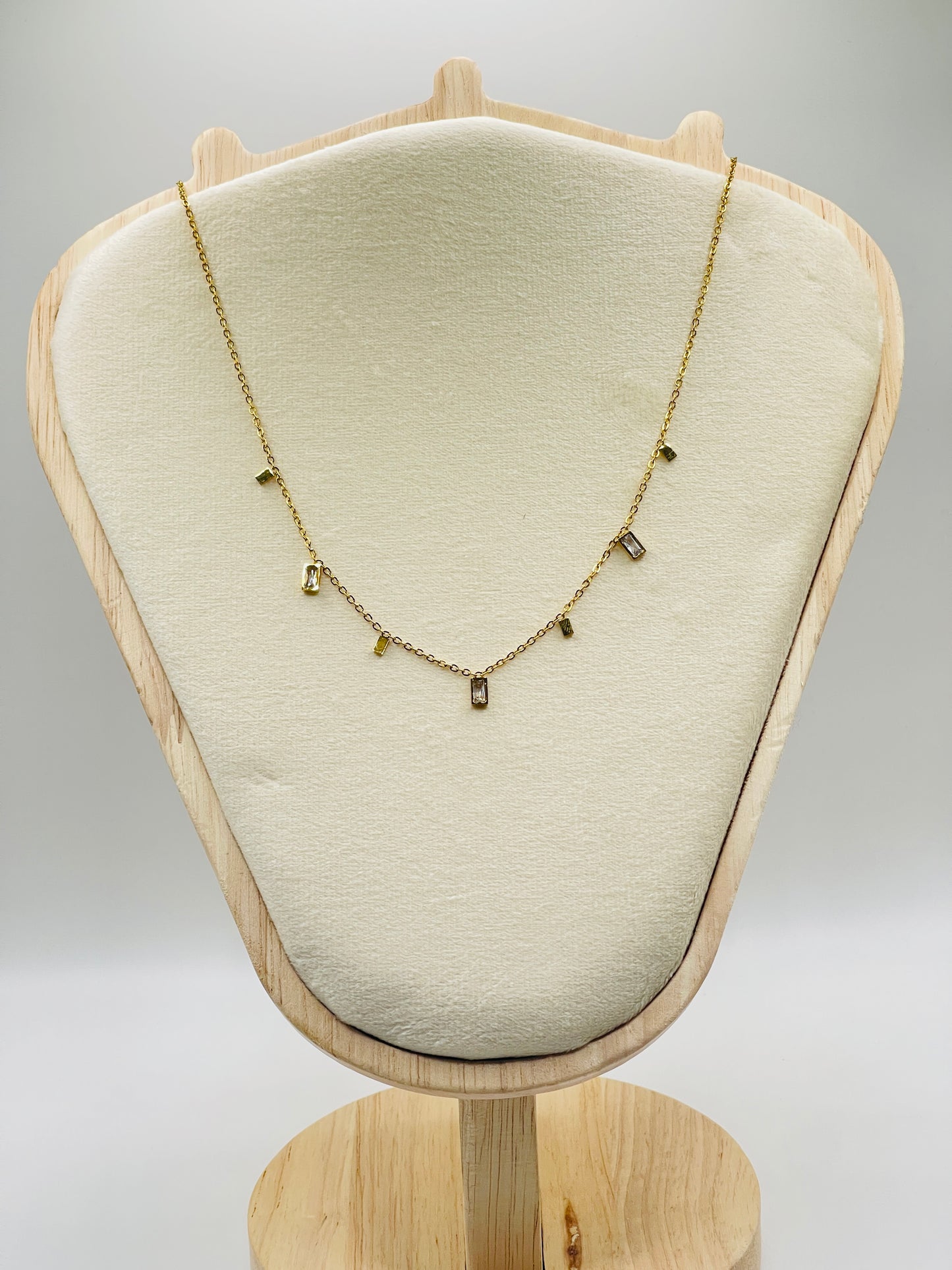 Delicate Baguette Charm Necklace