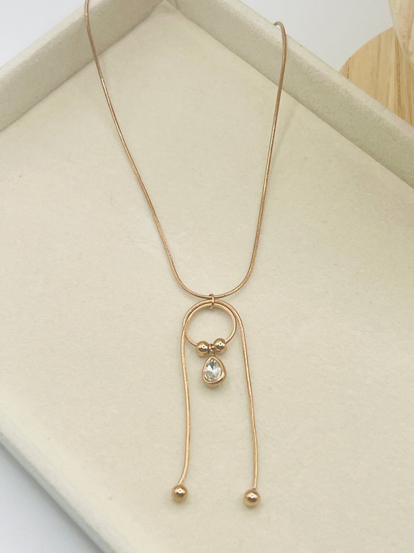 Rose Gold Drop Loop Necklace