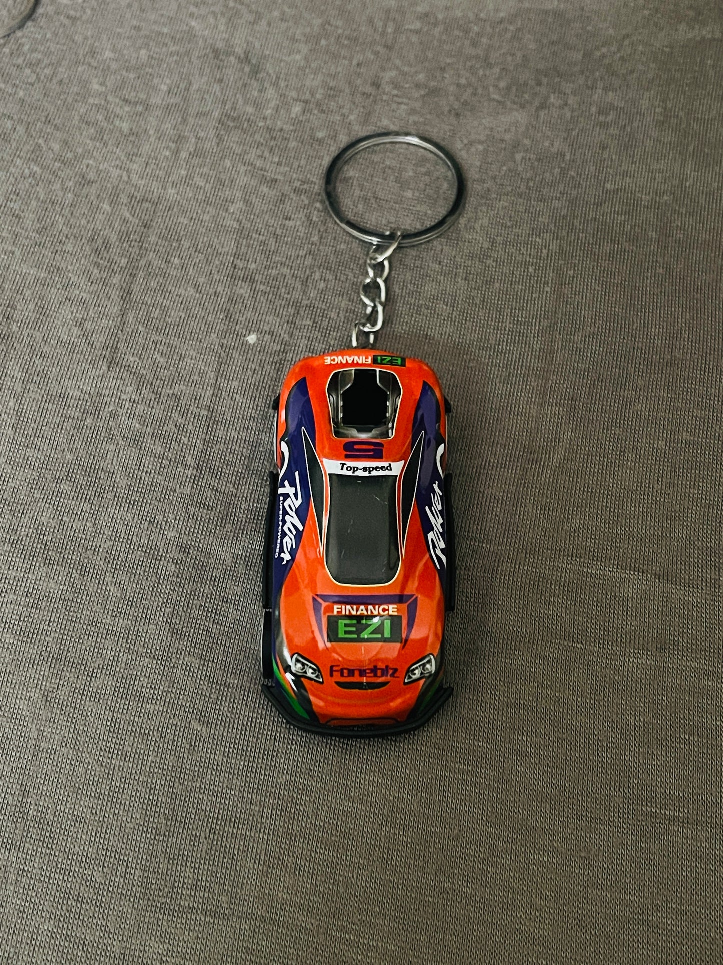 Orange Racing Car Keychain