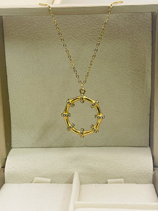 Bamboo Circle Pendant Necklace