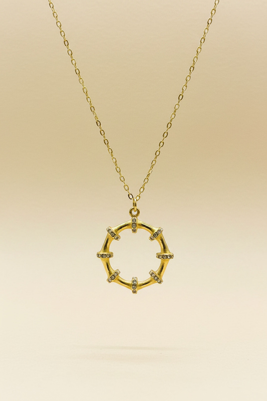 Bamboo Circle Pendant Necklace