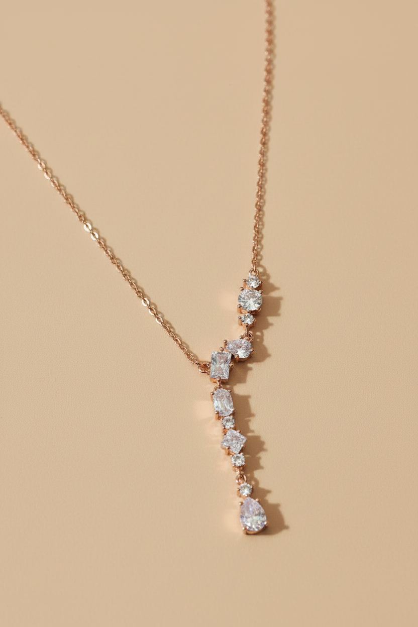 Rose Gold CZ Drop Necklace
