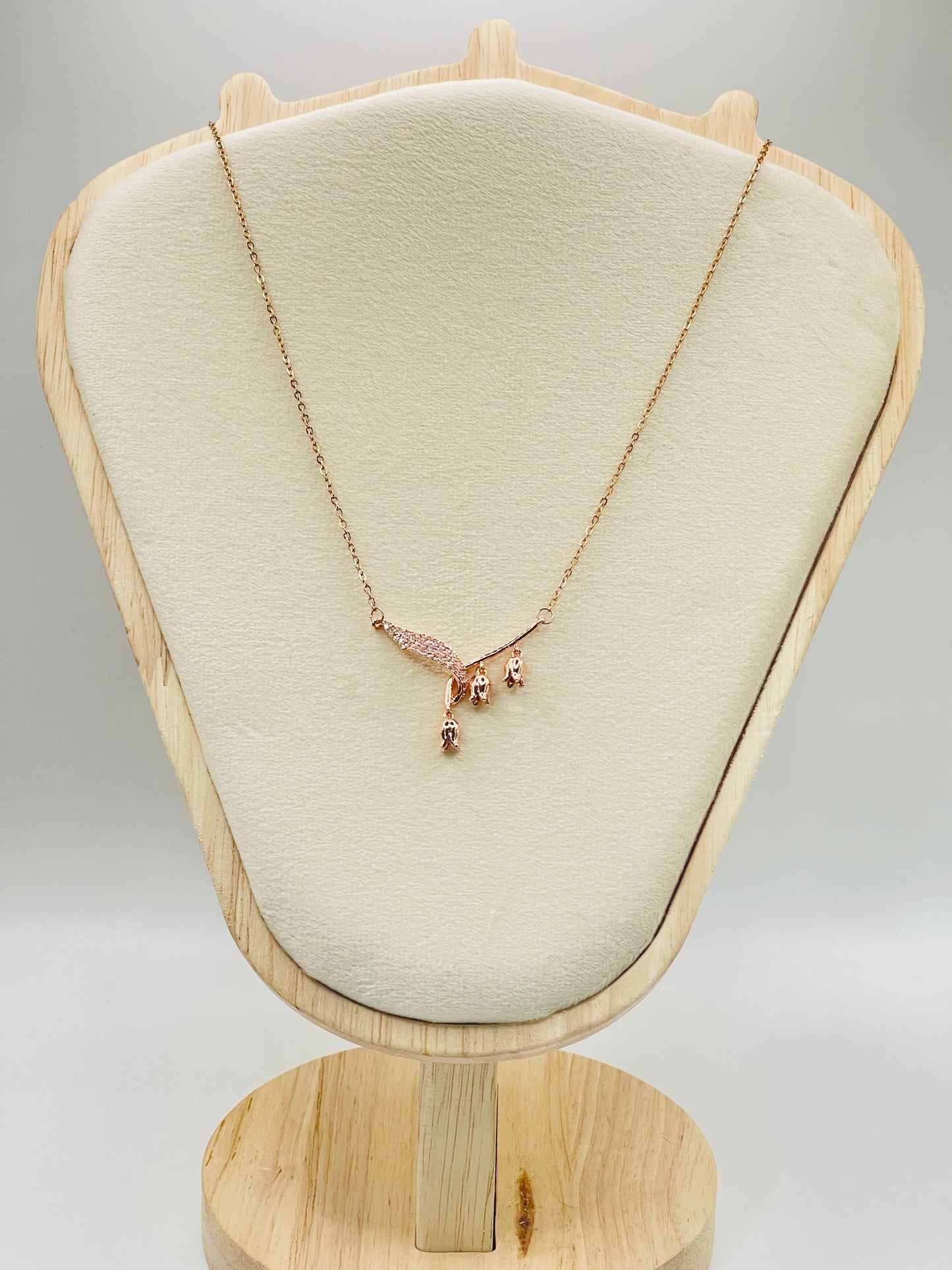 Crystal Bar & Charm Drop Necklace