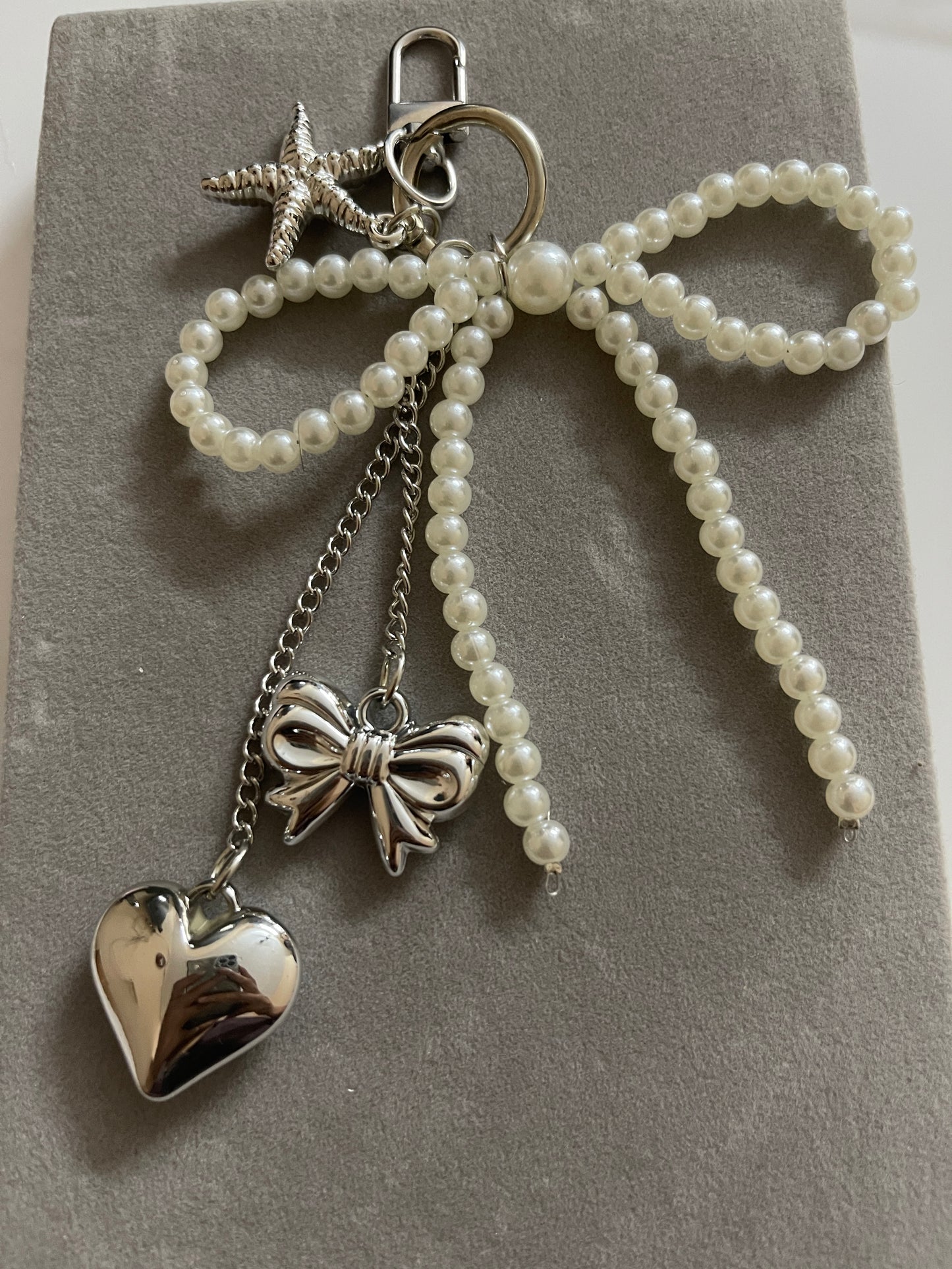 Pearl Bow Starfish Heart Bag Charm