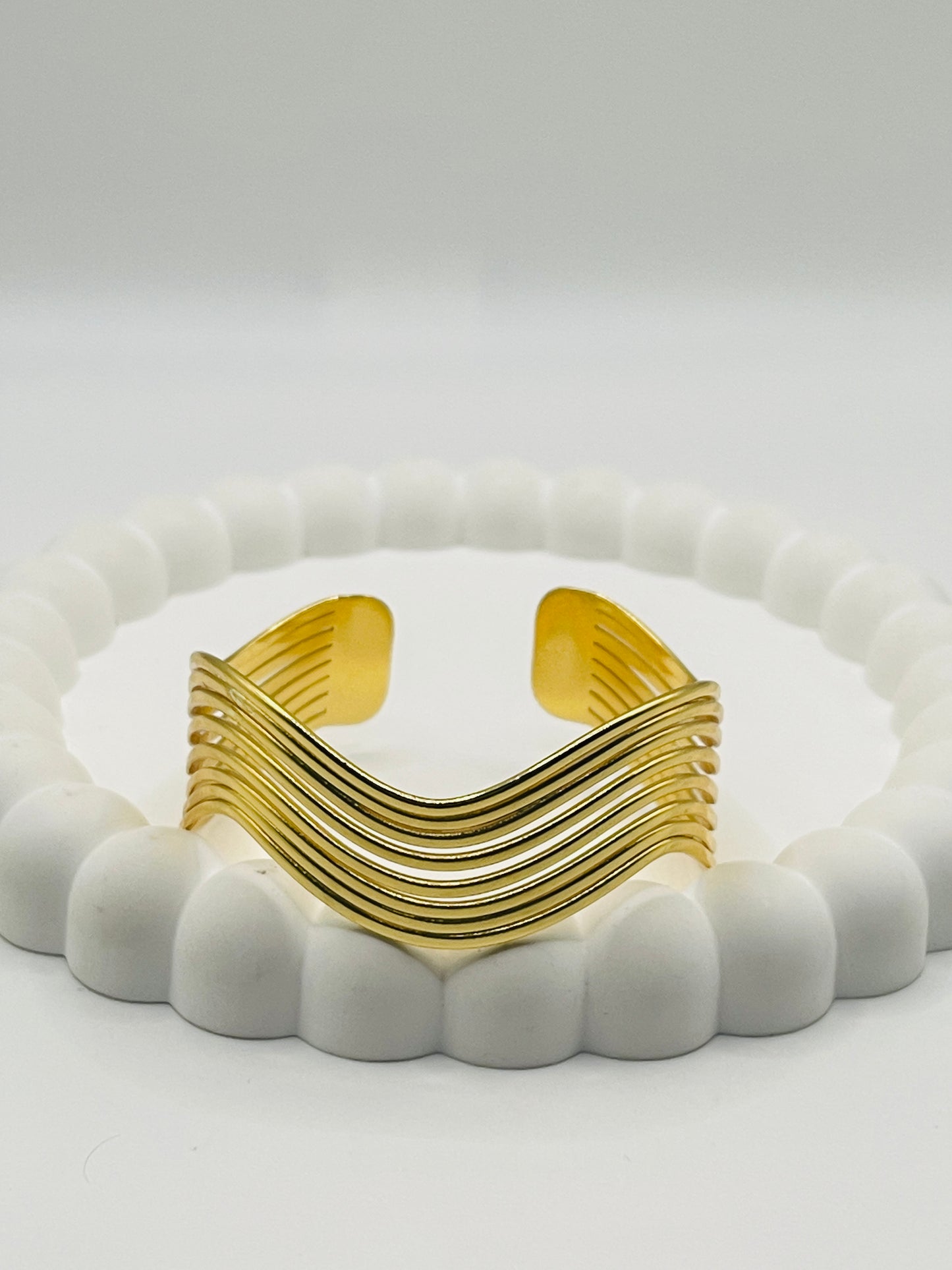 Gold Wave Cuff Bangle
