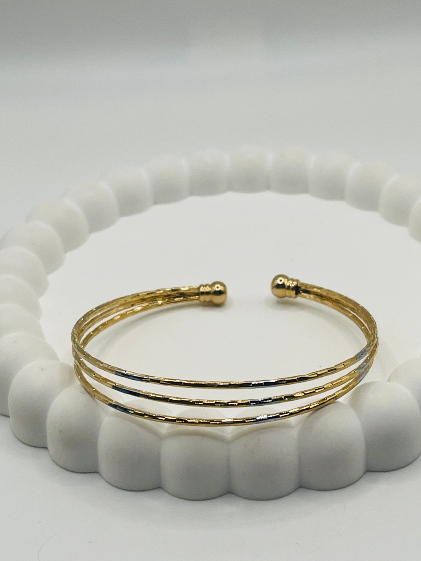 Gold Triple Wire Cuff Bangle