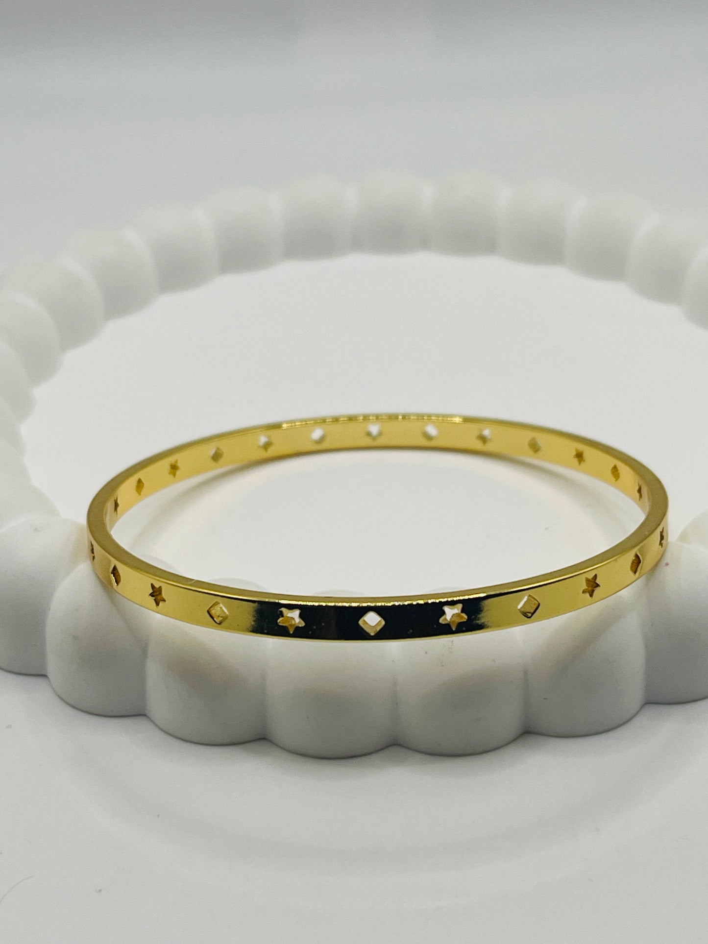 Gold Star & Diamond Stud Bangle