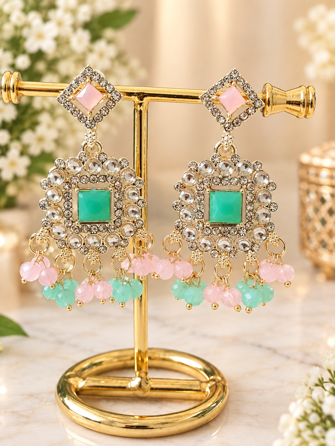 Pastel Square Drop Earrings