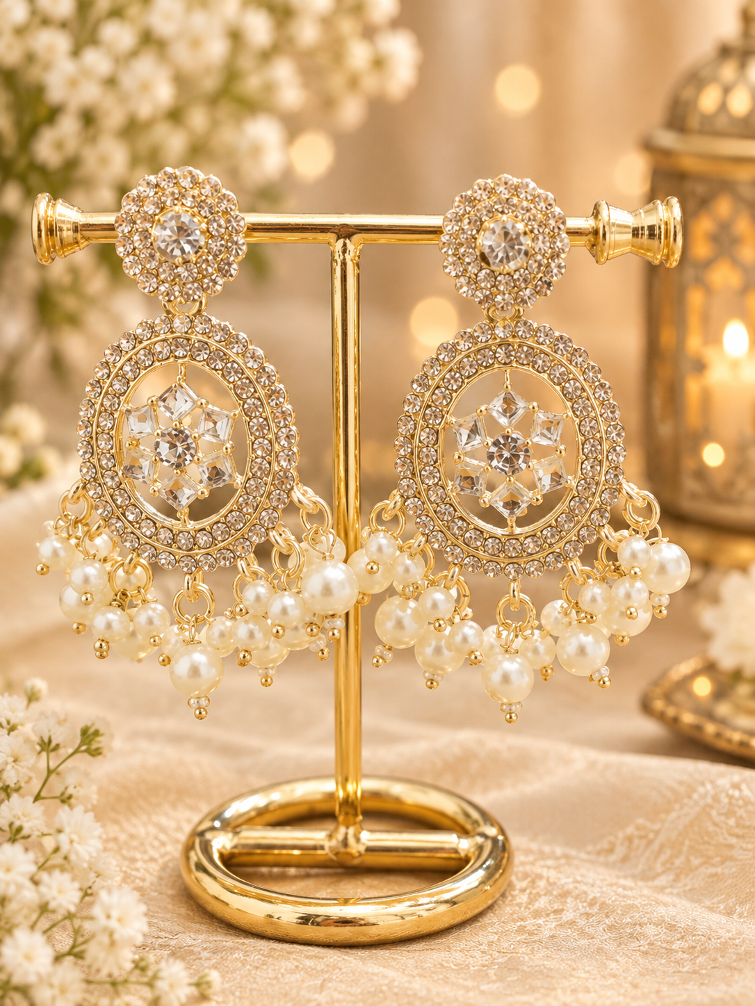 Gold Pearl Drop Earrings