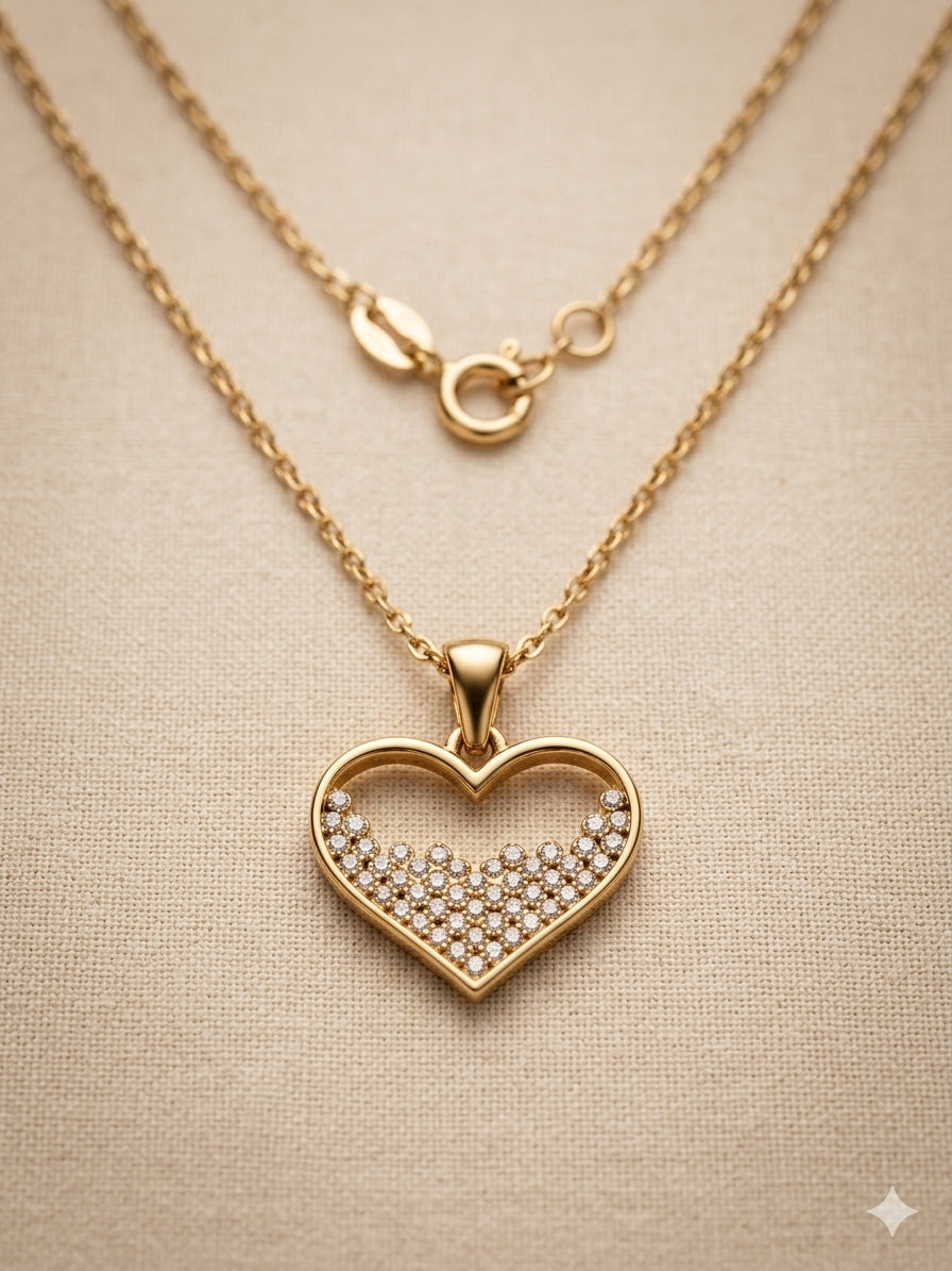 Sparkle Fill Heart Pendant Necklace
