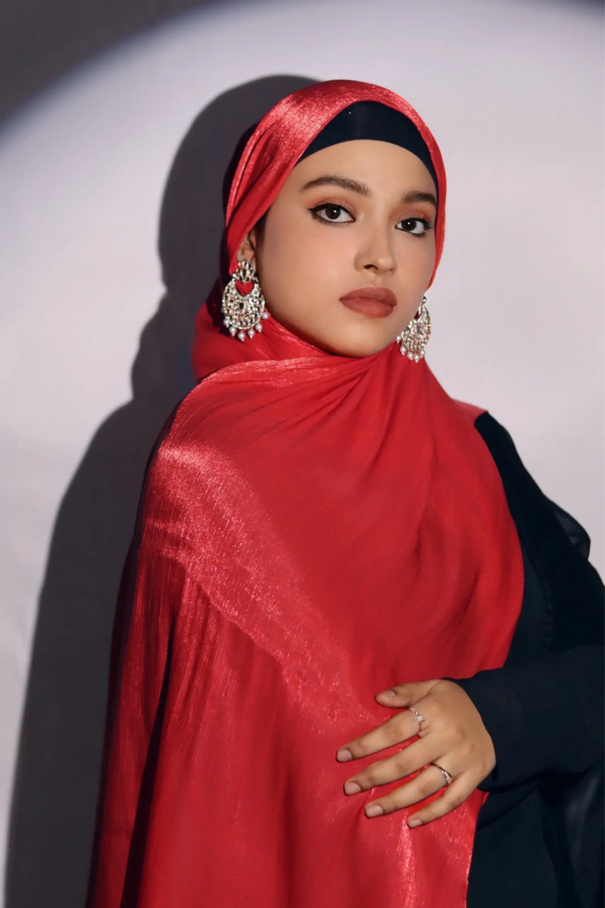 Zera Organza Shimmer Hijab - Ruby Red