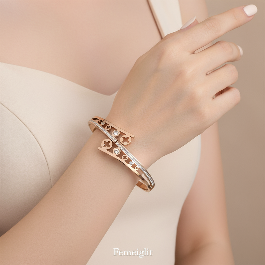 Rose Gold Filigree Crossover Bangle