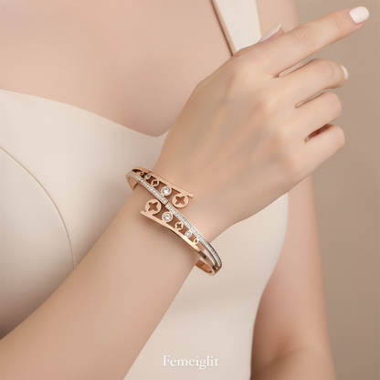 Rose Gold Filigree Crossover Bangle