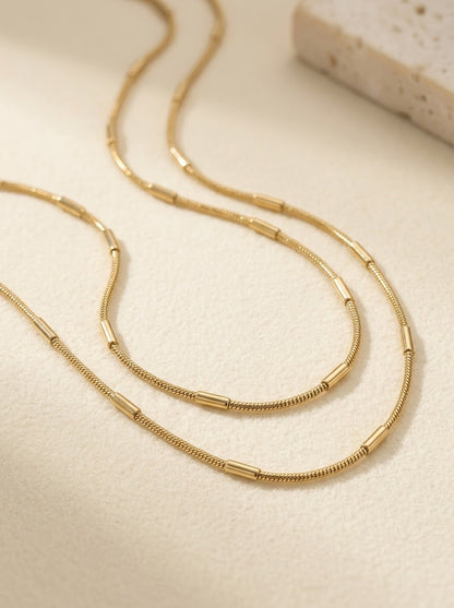 Gold Snake Bar Station Chain Necklace