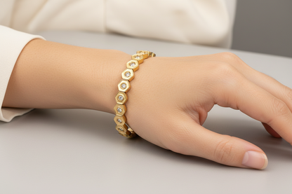 Hexagon Crystal Baby Size Bangle