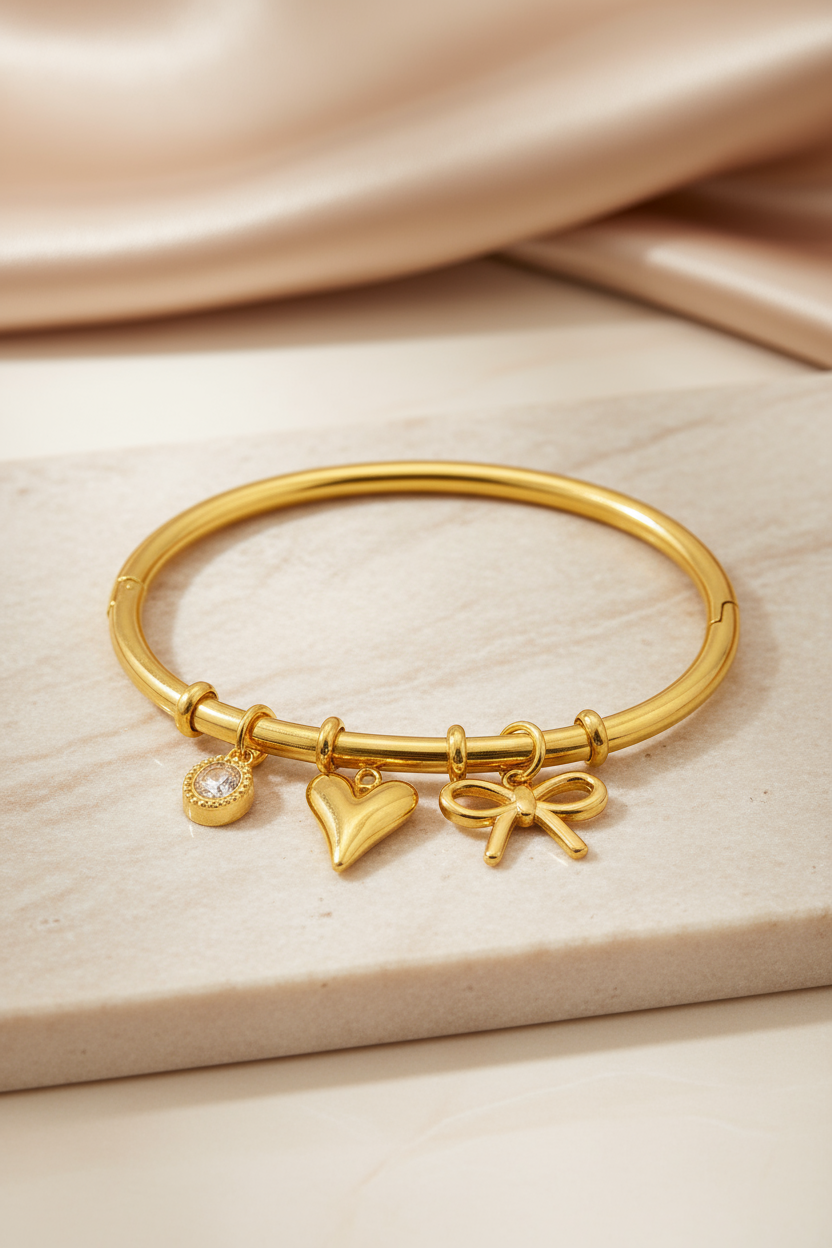 Golden Grace Charm Bangle
