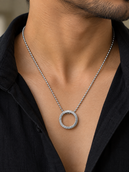 Silver Men's Ring Necklace