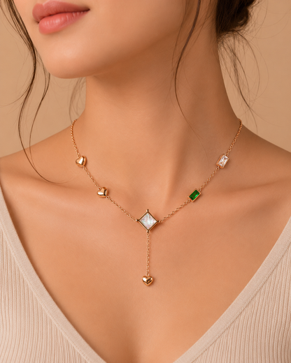 Rose Charm Drop Necklace