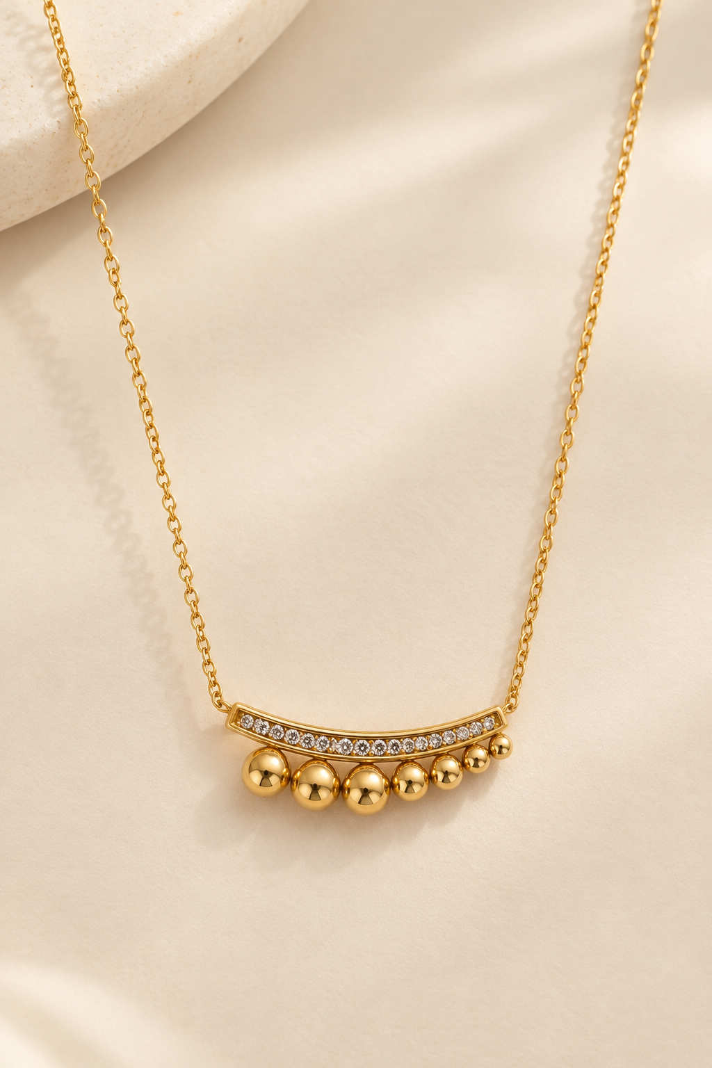 Gold Bar & Beads Crystal Necklace