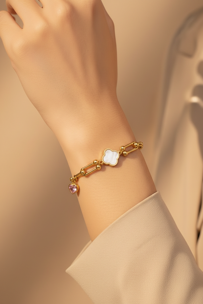 Clover Heart Link Bracelet