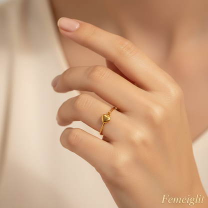 Dainty Heart Charm Ring
