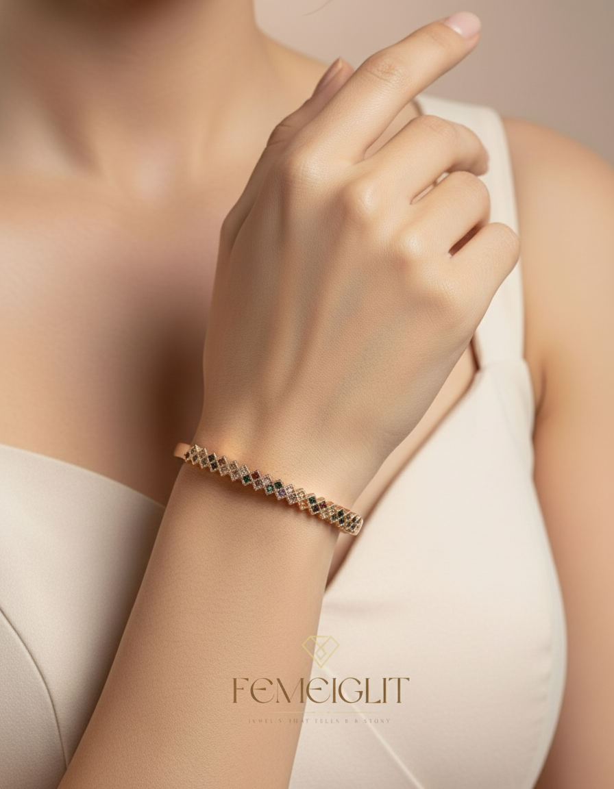 Rose Gold Harlequin Point Bangle