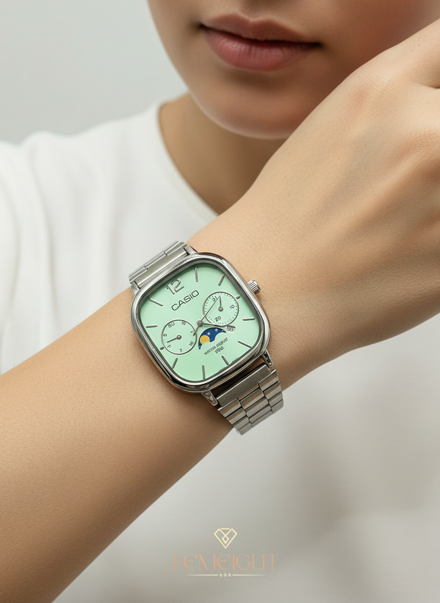 Vintage Style Moonphase Day-Date Watch