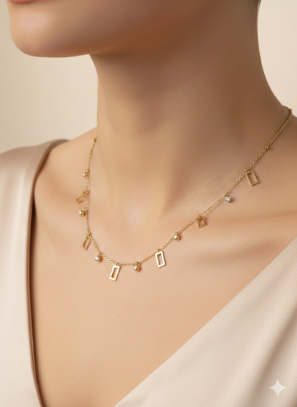 Plated Rectangle Charm Necklace