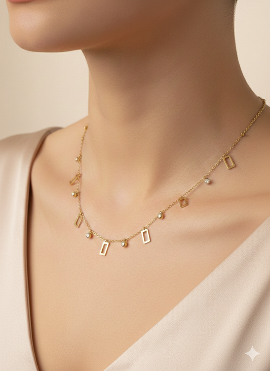 Plated Rectangle Charm Necklace