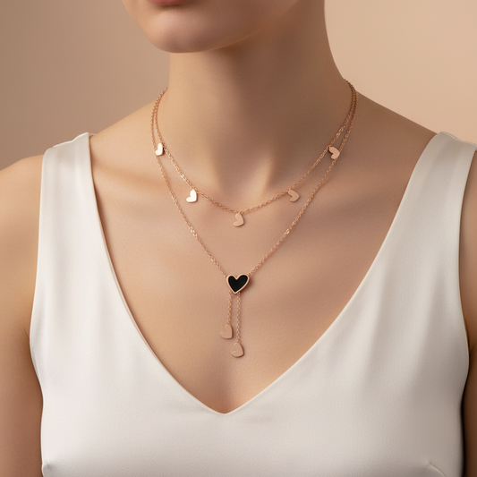 Heart Drop Rose Gold Necklace