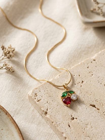 Cherry CZ Pendant Necklace