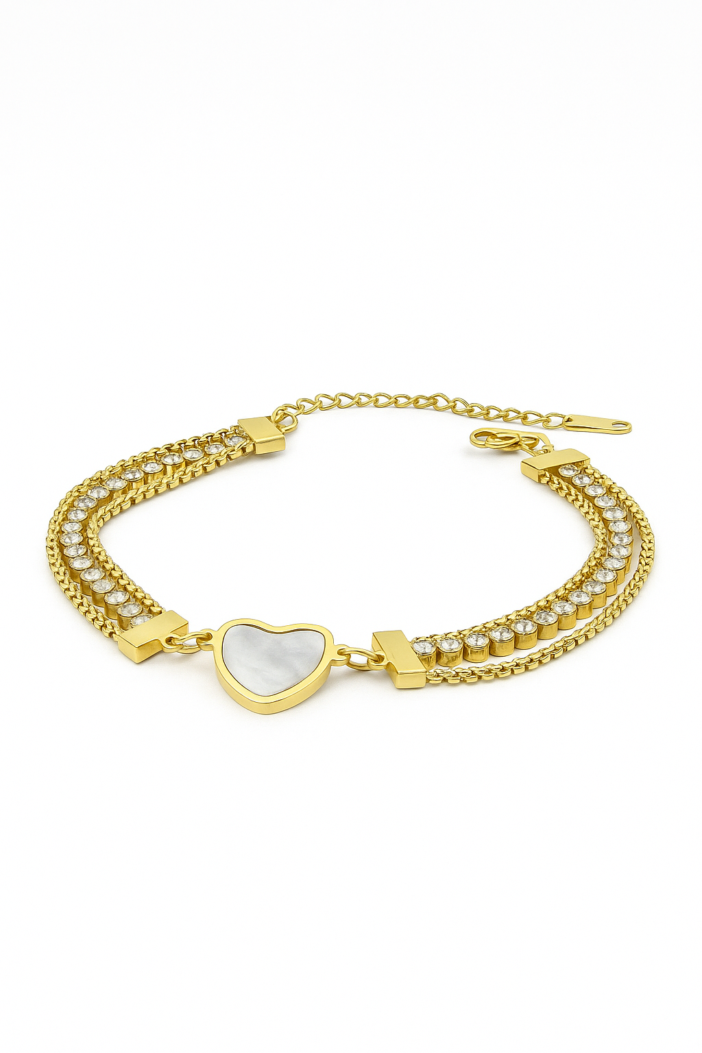 Lustrous Heart Link Bracelet