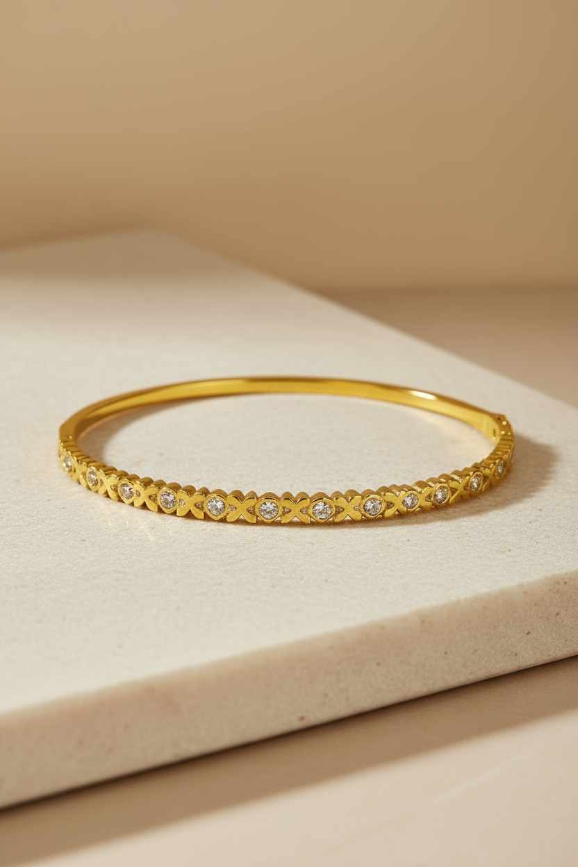 Floral Grace Stone Bangle