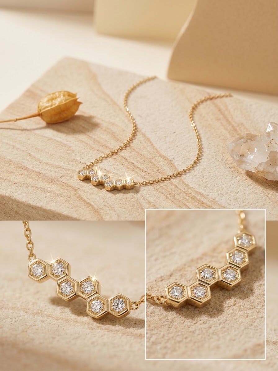 Hexagon Sparkle Bar Necklace