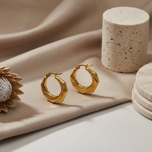 Aurora Twist Hoop Earrings - Gold