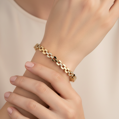 Petal Link Baby Size Gold Bangle