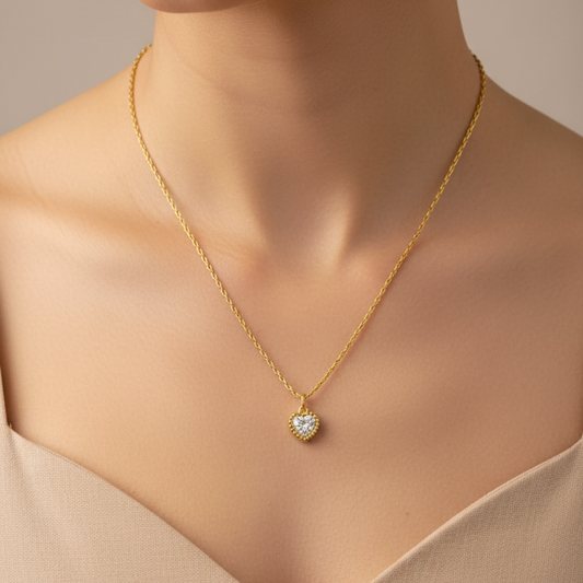 Golden Spark Heart Necklace