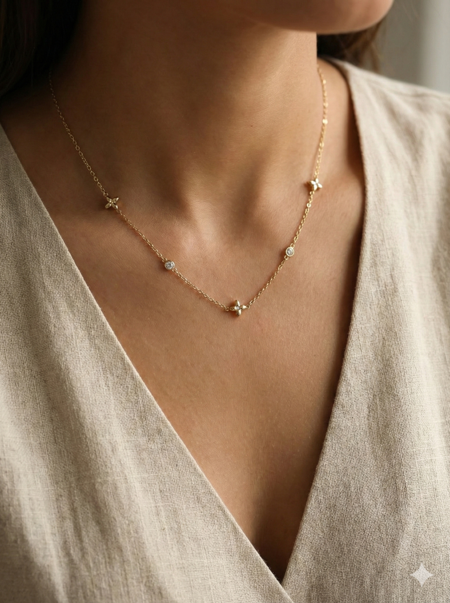 Gold Minimalist Blossom Choker Necklace