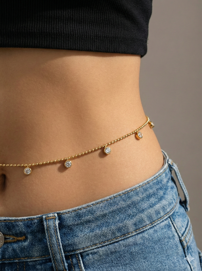 Gold Chic Dotted Station Chain Hip chain