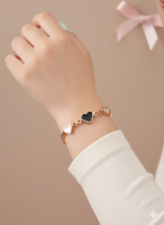 Kids mixed Heart Enamel Rose Gold Bangle