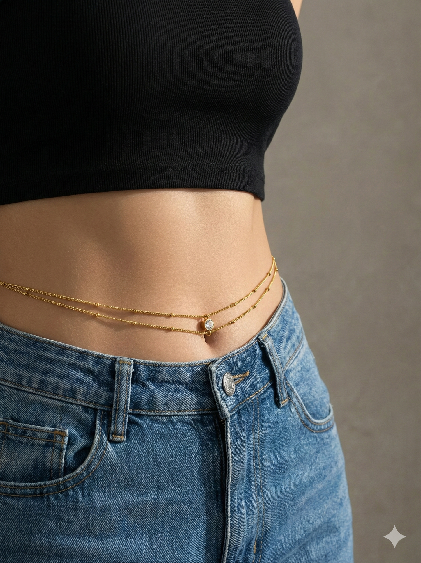 Gold Lumina Bezel Waist Chain