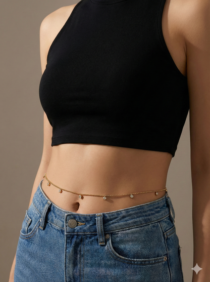 Gold Chic Dotted Station Chain Hip chain