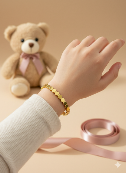 geometrically Gold Hexagon Kids Bangle