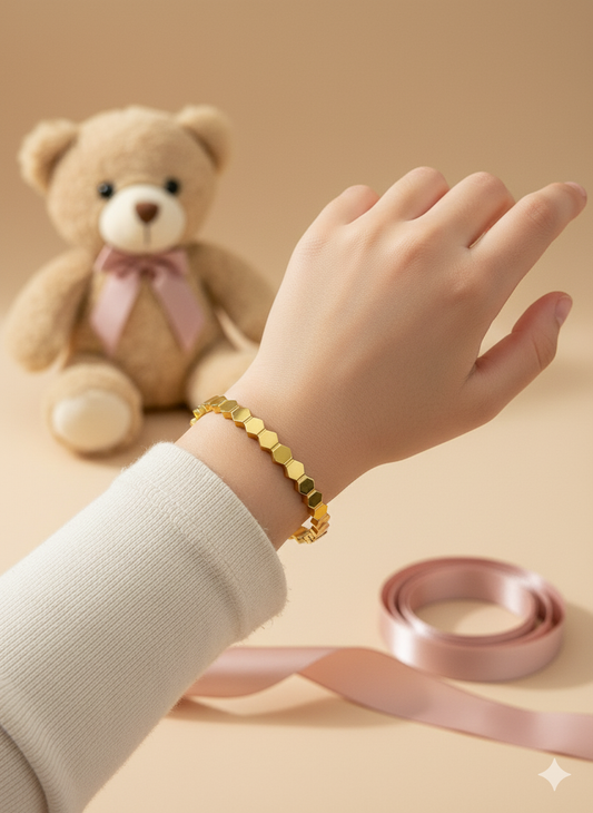 geometrically Gold Hexagon Kids Bangle