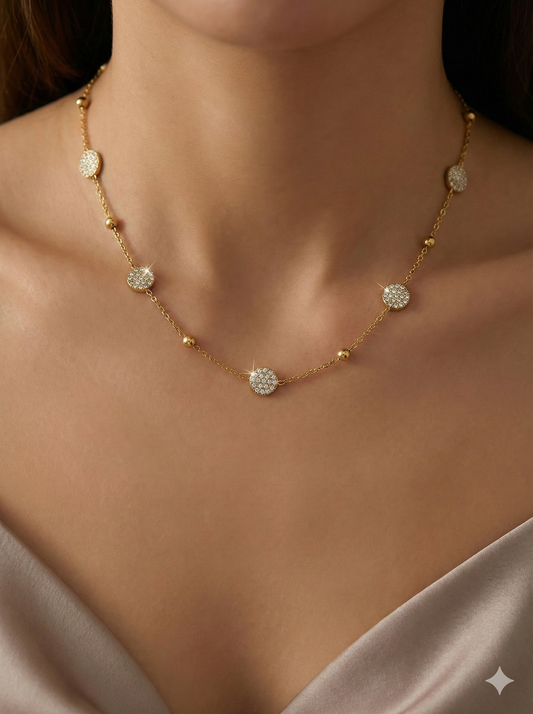 Golden Orbit Disc Necklace