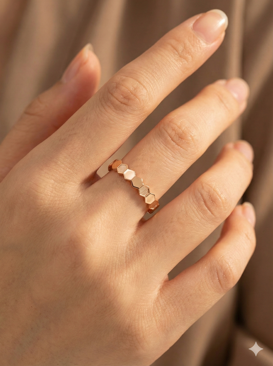 Honey Comb Rose Gold Ring