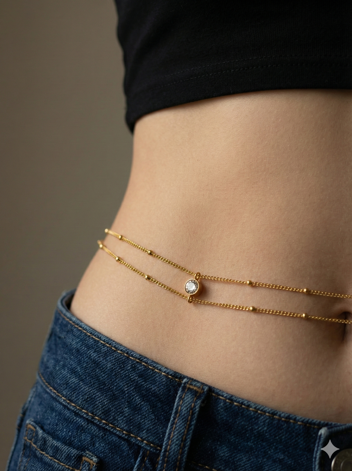 Gold Lumina Bezel Waist Chain
