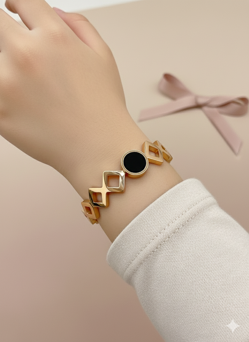 Cutout Black Rose Gold Bangle