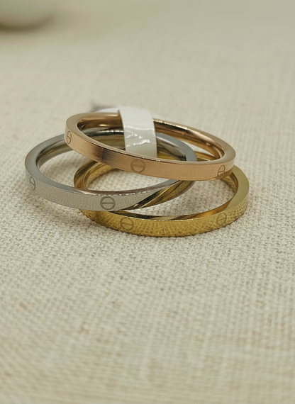 Unisex Tricolor Stackable Band Ring Set