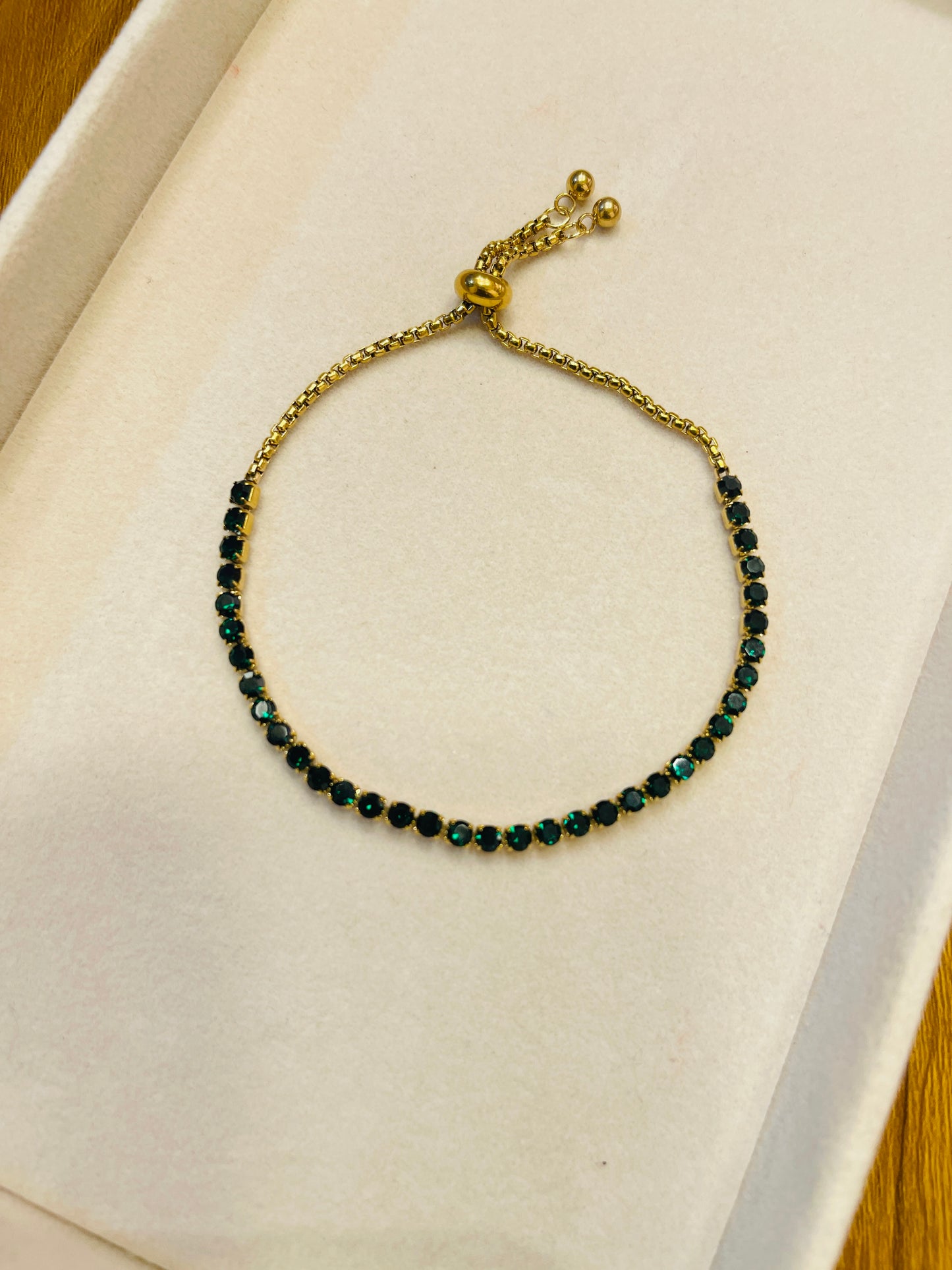 Emerald Noir Adjustable Tennis Bracelet